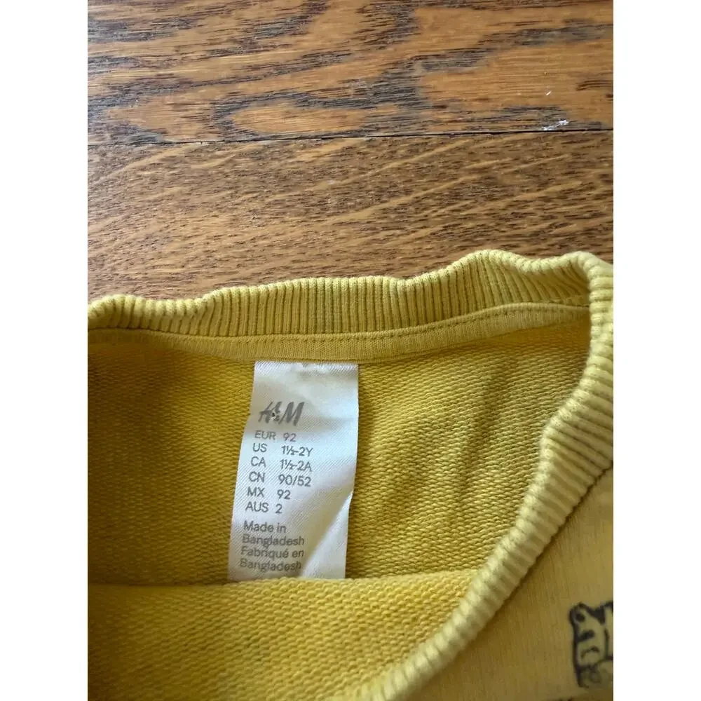 H&M Boys' Tiger Yellow Sweatshirt Size 18-24 Months